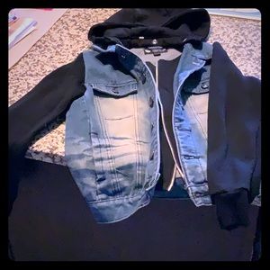 Detachable hooded jean, and black jacket
